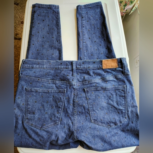 Madewell women's 9" high-rise skinny jeans in dark blue polka dot denim, siz 32. - Picture 14 of 16